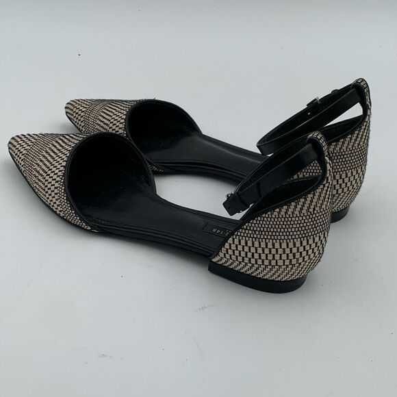 Lafayette 148 New York D’Orsay Black and Cream Patterned Flats Womans size 8/38 - Picture 7 of 13